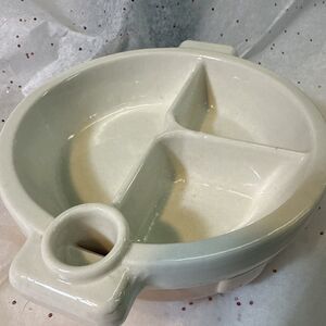 Vintage Hanscraft Pottery 3-Section Divided Warming Dish Casserole 962-B USA